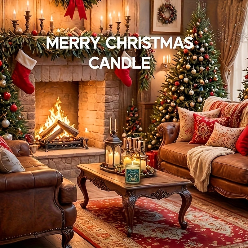 Christmas Themed Scented Candle in Glass Jar, Lavender Soy-Beeswax Blend, 3.5 oz, Hand-Poured with Single Wick, Ideal for Holiday Decor, Christmas Gifting, Festive Ambience & Home Aromatherapy - Comes with Bow Embellishment