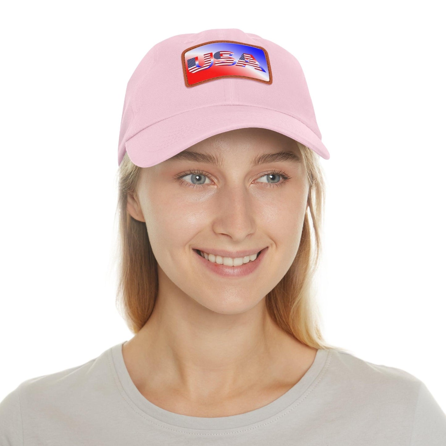 USA Red, White, and Blue Dad Hat with Leather Patch (Rectangle) - Lizard Vigilante