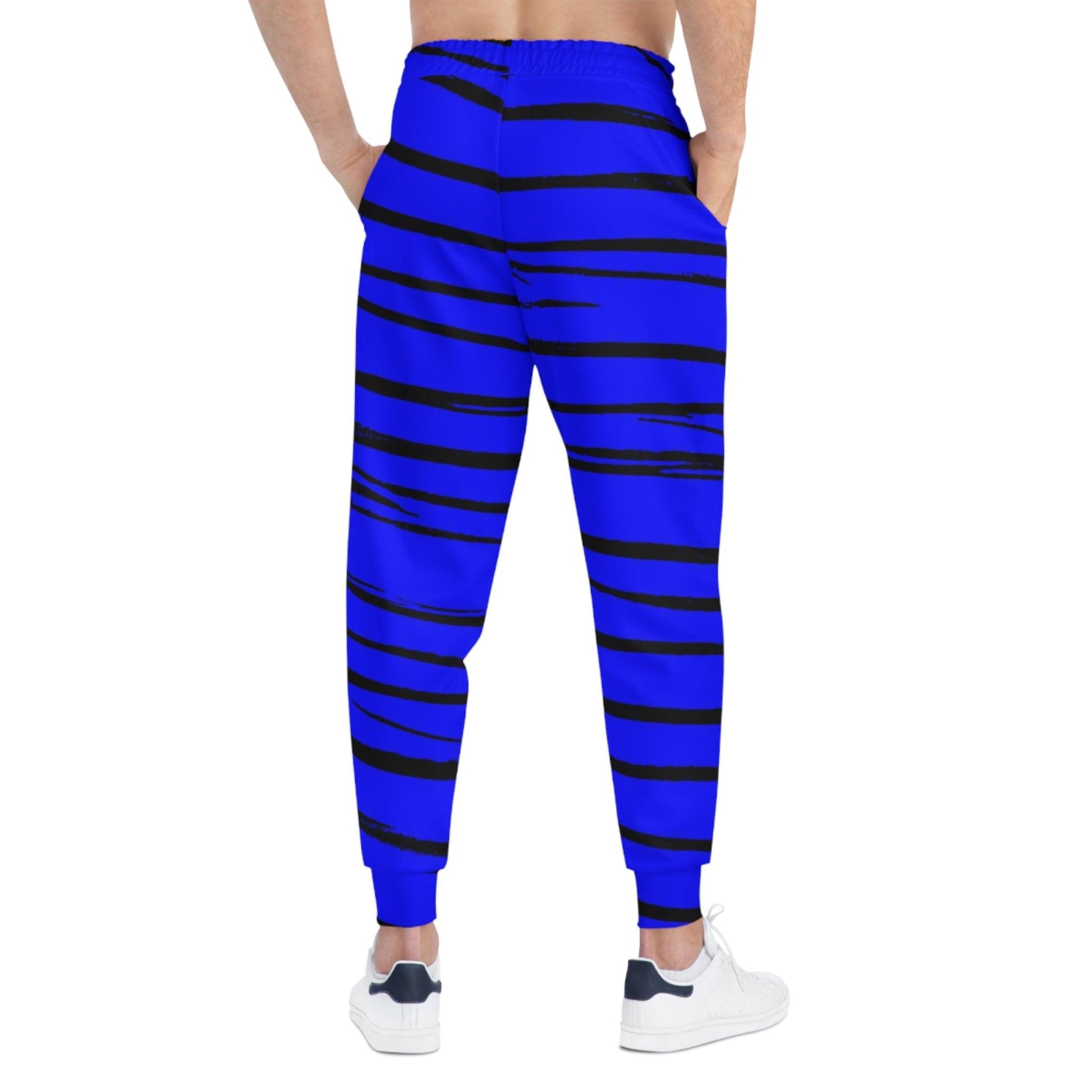 Black & Blue Strips Athletic Joggers - Lizard Vigilante