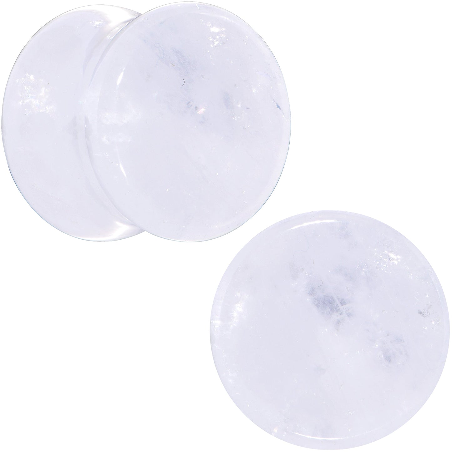 White Cloudy Quartz Double Flare Plug Set