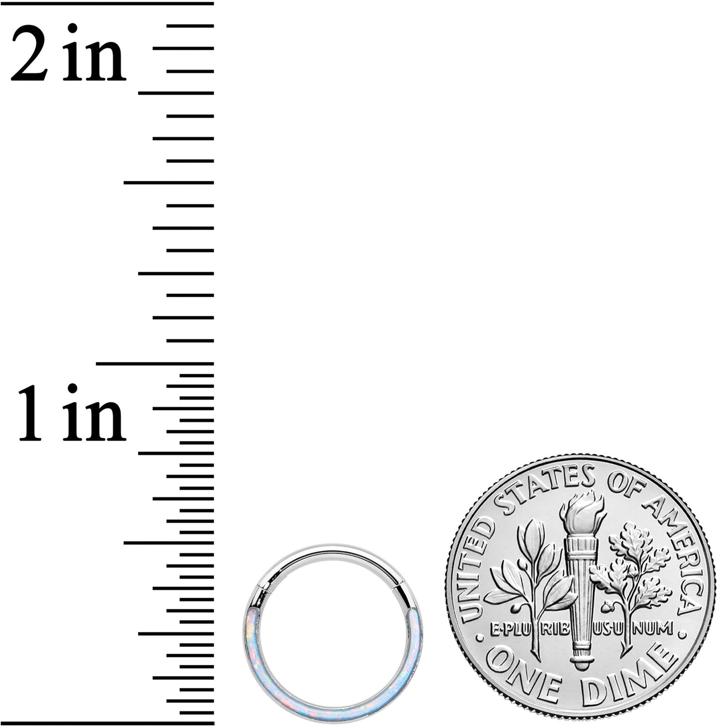 16G 3/8 White Synthetic Opal Bottom Curve Hinged Segment Ring