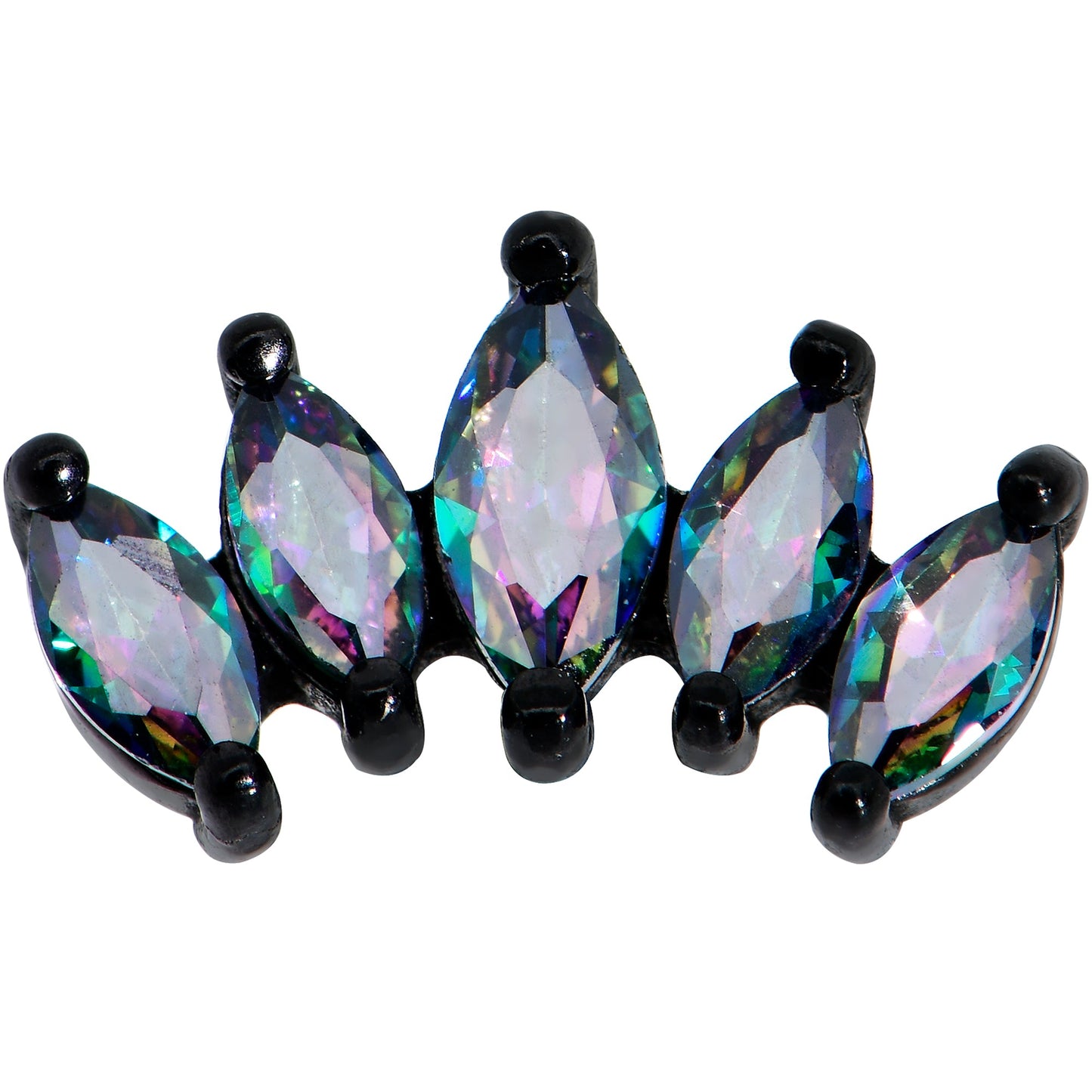 16G 5/16 Clear CZ Gem Black Fan Internally Threaded Labret Tragus