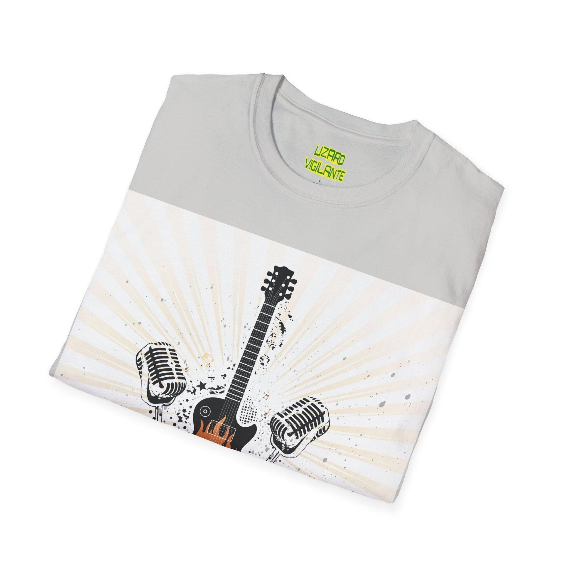 Fire Guitar Mics Speakers Unisex Softstyle T-Shirt - Lizard Vigilante