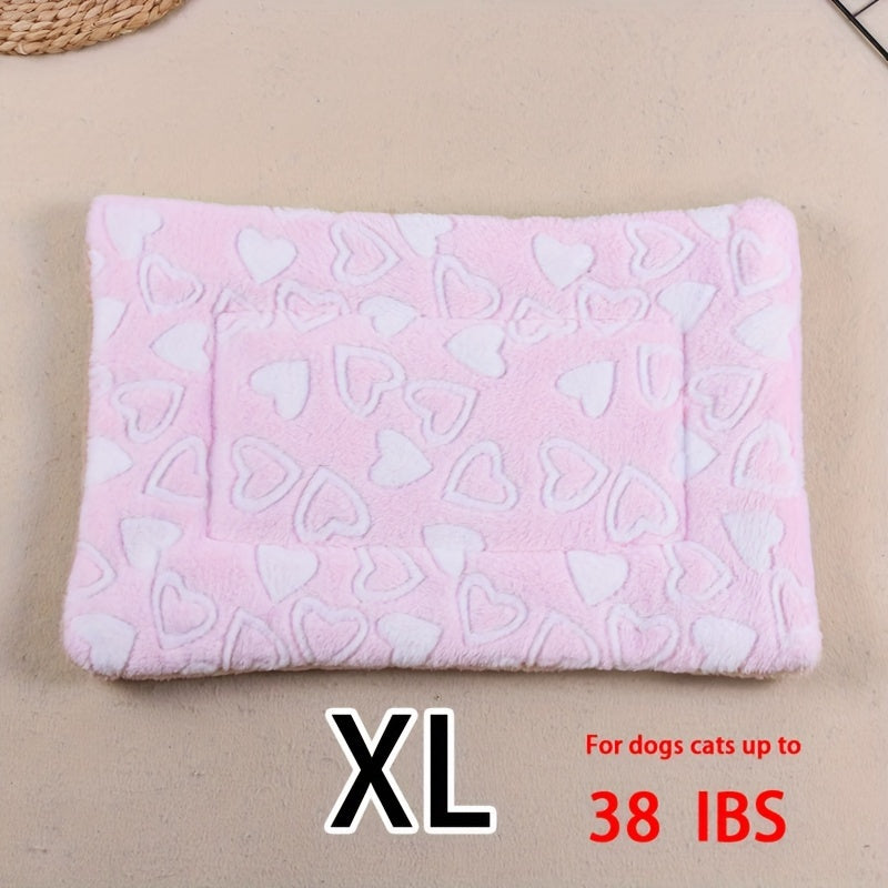 All-Season Dirt-Resistant Rectangular Pet Blanket - Comfortable Dog Paw Heart Print Pet Bed, 1pc