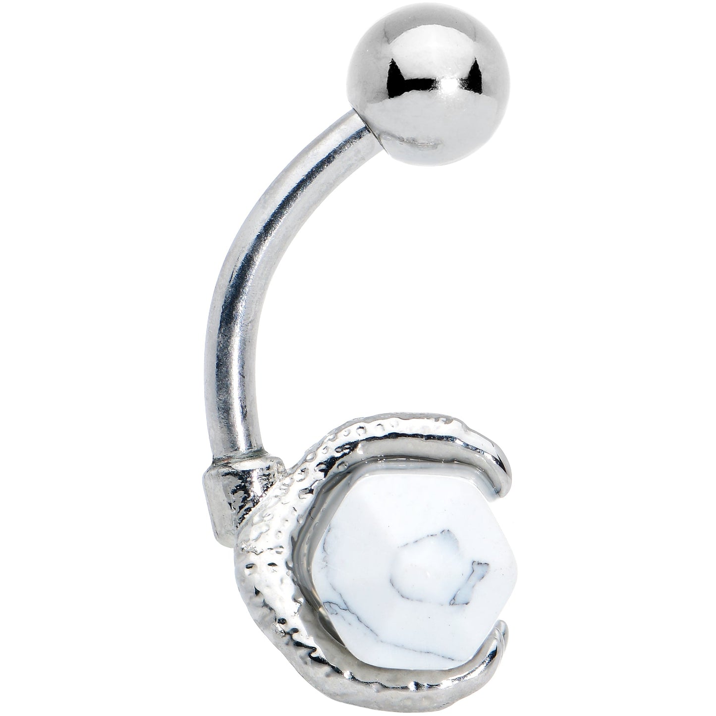 White Howlite Stone Claw Belly Ring