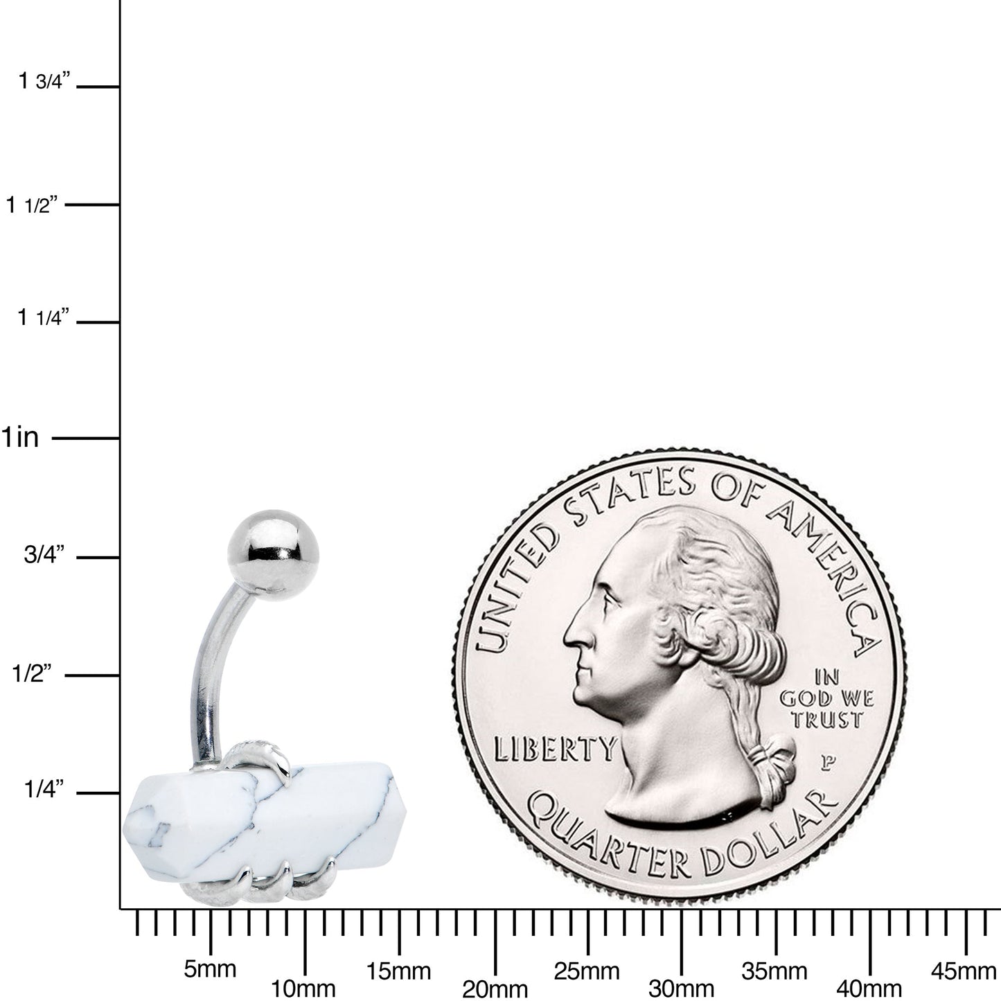 White Howlite Stone Claw Belly Ring