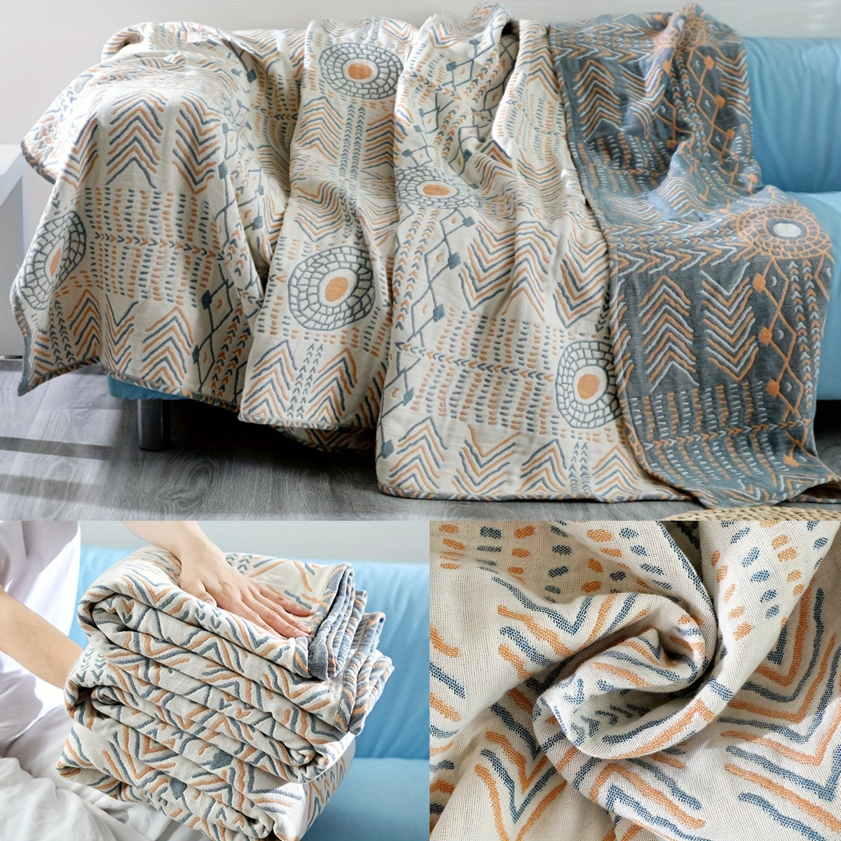 Versatile All-Season Sofa Towel Blanket - Reversible, Machine Washable, Perfect for Camping & Gifts