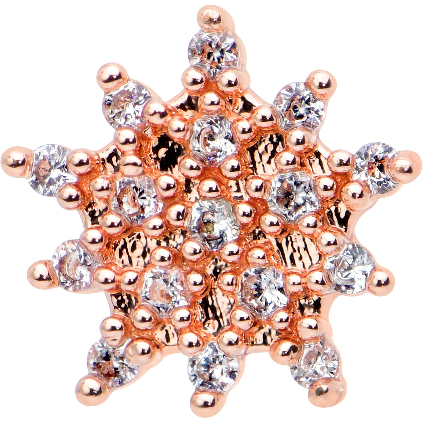 16G 1/4 Clear Gem Rose Gold Hue Stylish Flower Labret Tragus