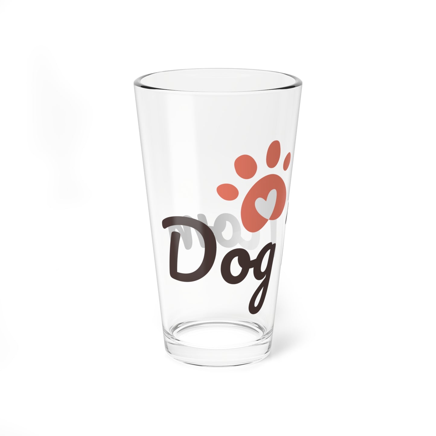 Dog Mom 16oz Mixing Glass – Cute Pawprint Cocktail & Beverage Glass