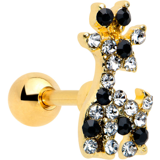 16G 1/4 Black Gem Gold Tone Decadent Deer Cartilage Tragus