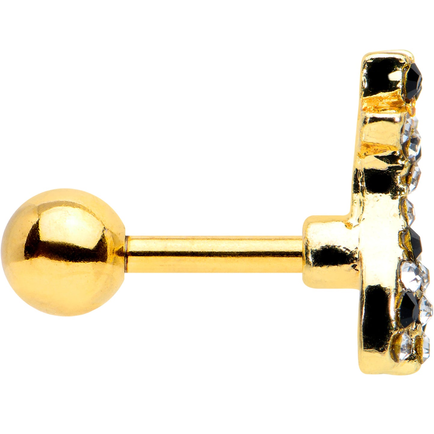 16G 1/4 Black Gem Gold Tone Decadent Deer Cartilage Tragus