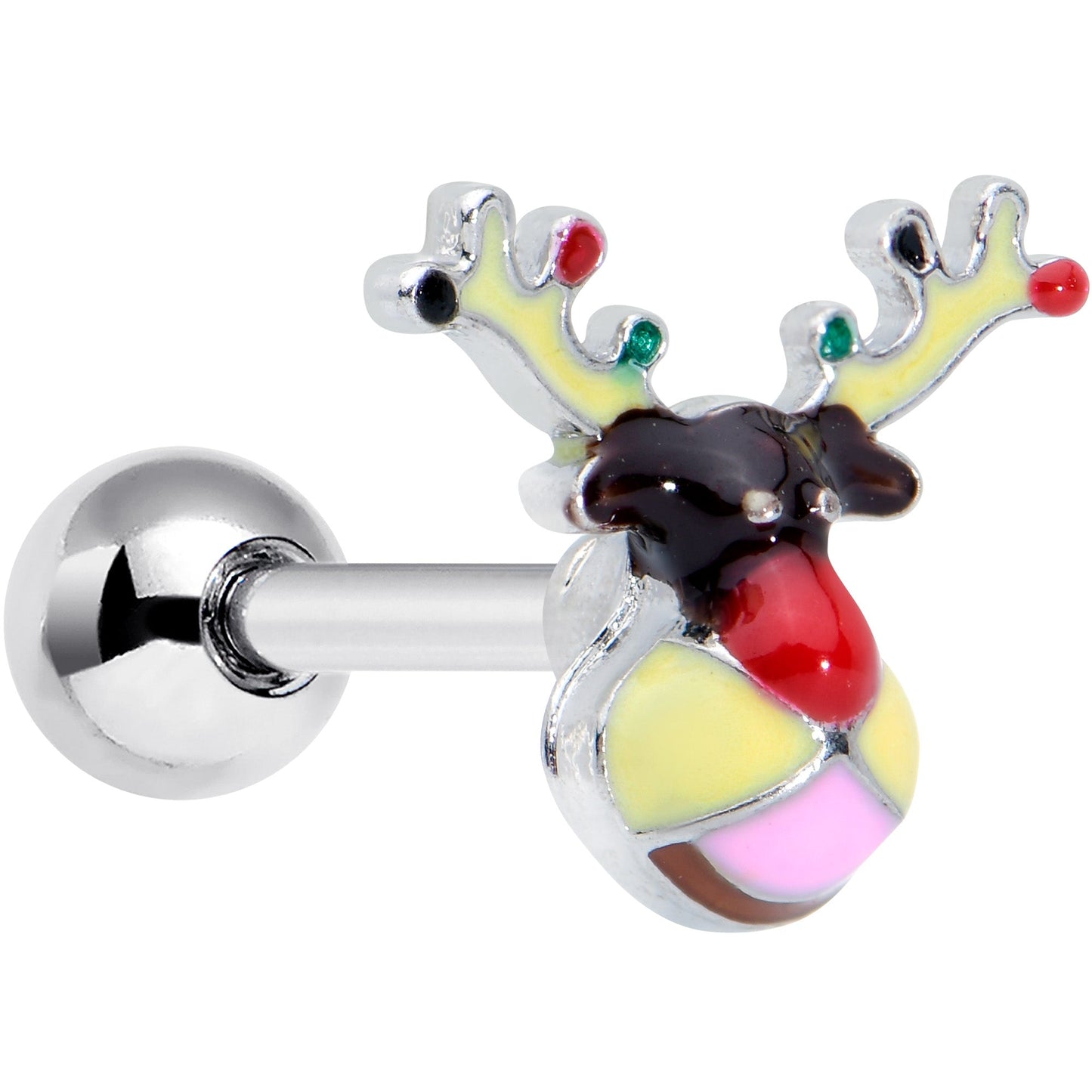 16G 1/4 Colorful Reindeer Christmas Cartilage Tragus Earring