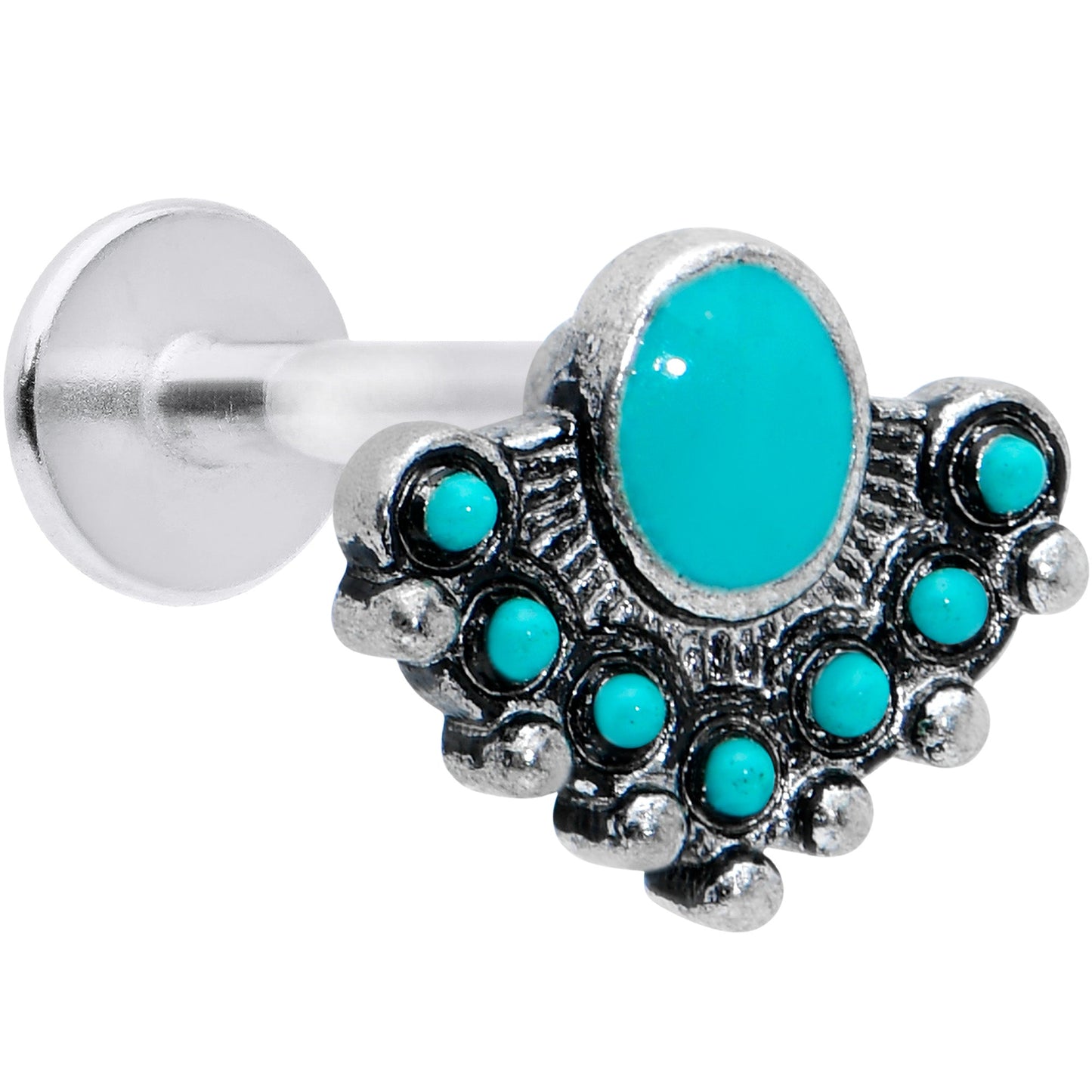 16G 5/16 Blue Turquoise Stone Shield Labret Monroe Tragus