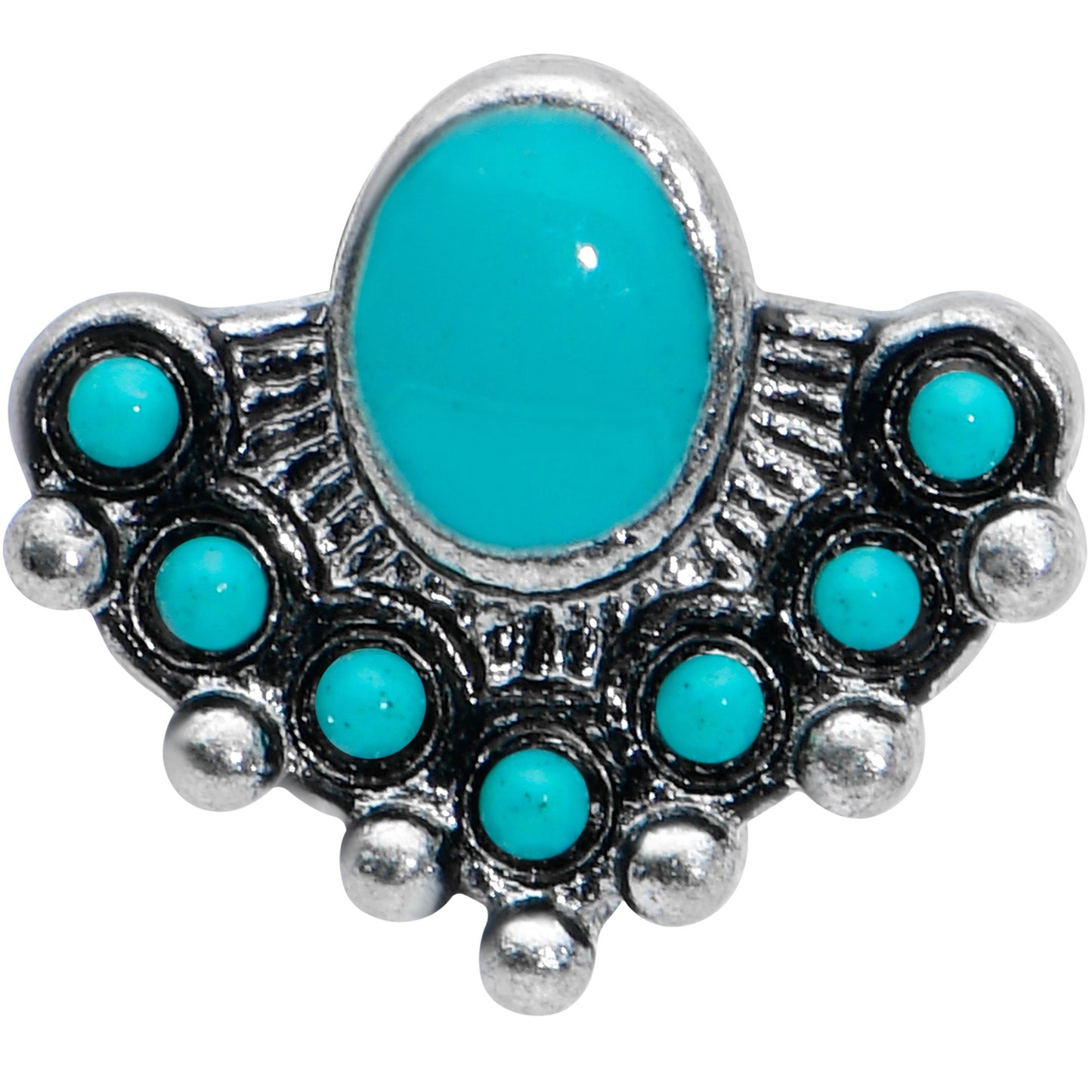 16G 5/16 Blue Turquoise Stone Shield Labret Monroe Tragus