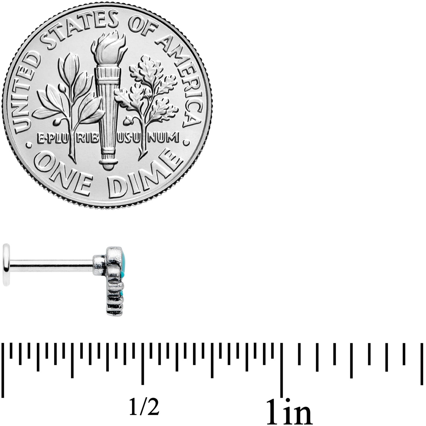 16G 5/16 Blue Turquoise Stone Shield Labret Monroe Tragus