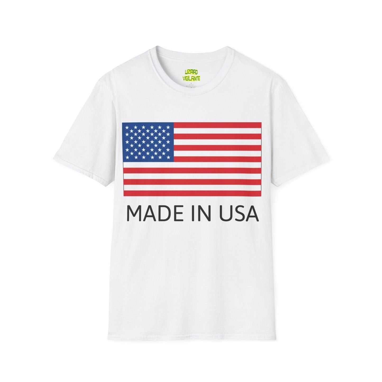 MADE IN USA American Flag Unisex Softstyle Patriotic T-Shirt - Lizard Vigilante