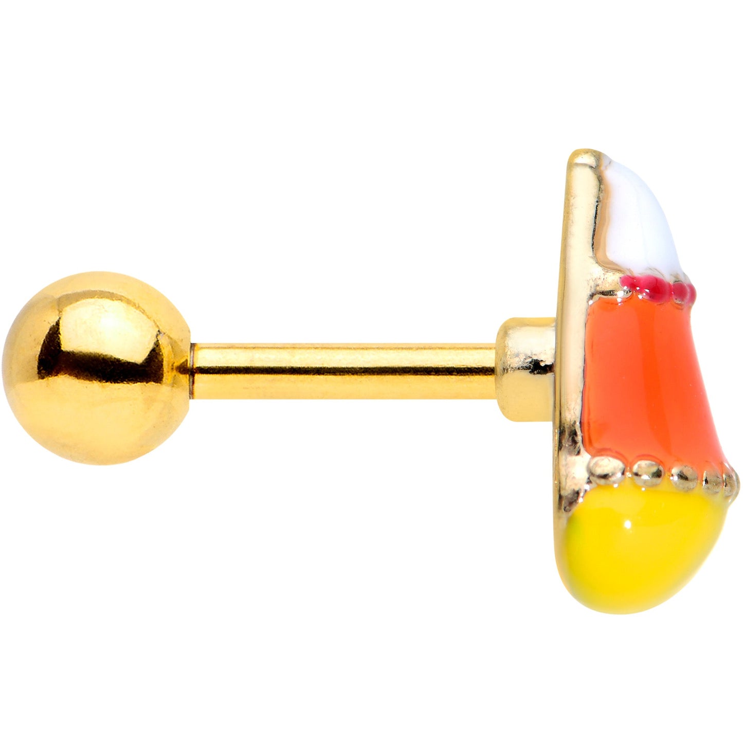 16G 1/4 Gold Tone Candy Corn Halloween Cartilage Tragus Earring