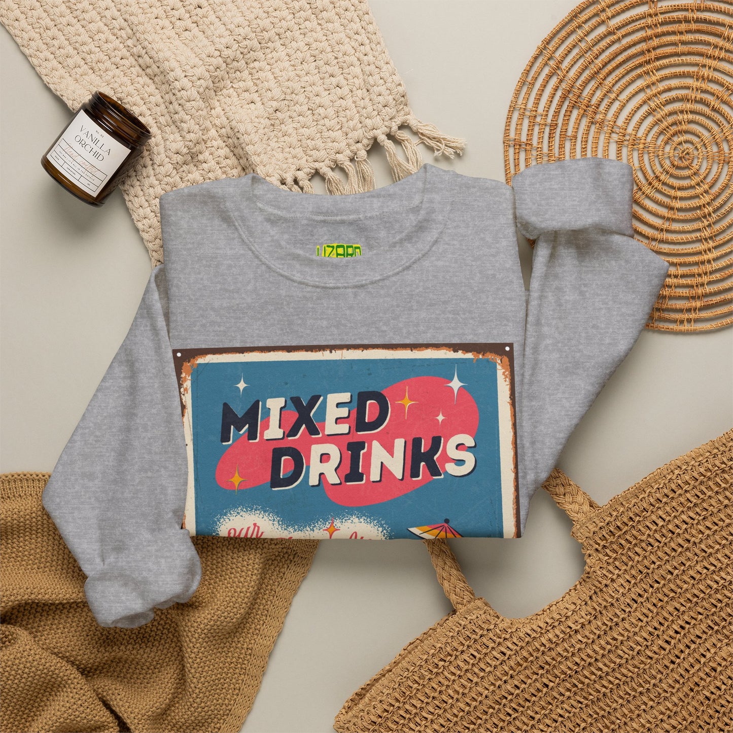Mixed Drinks Crewneck Sweatshirt — Retro Cocktail Graphic Pullover