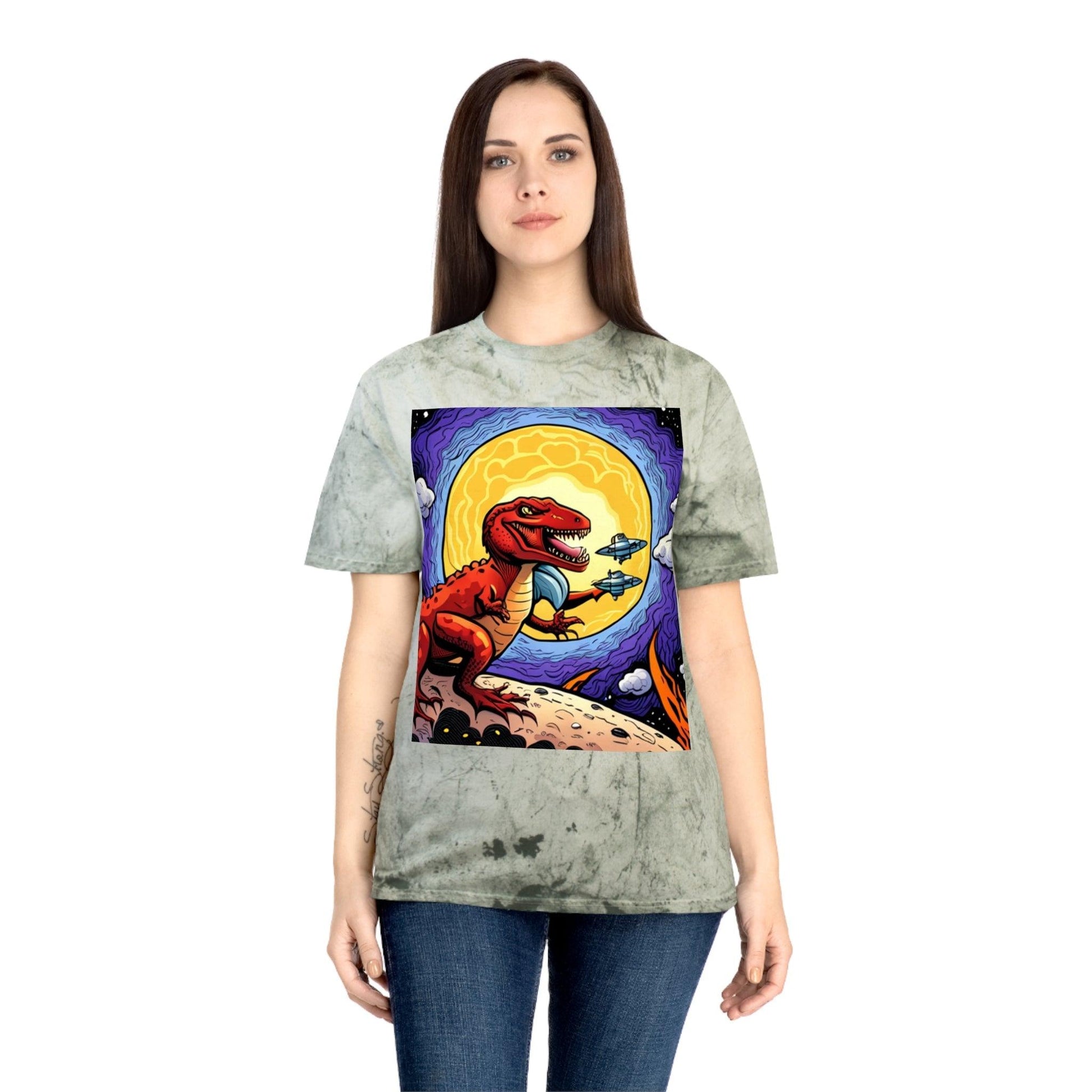 Space Lizard Vigilante Unisex Color Blast T-Shirt Dinosaur Tee - Lizard Vigilante