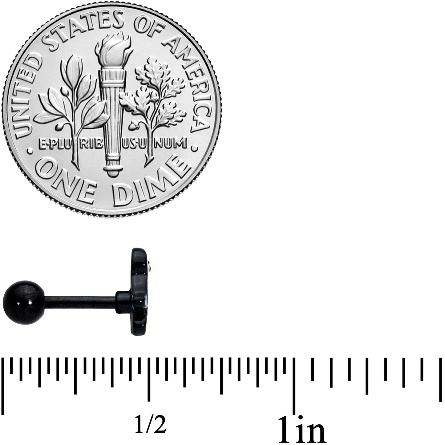 16G 1/4 Black Baby Penguin Cartilage Tragus Earring