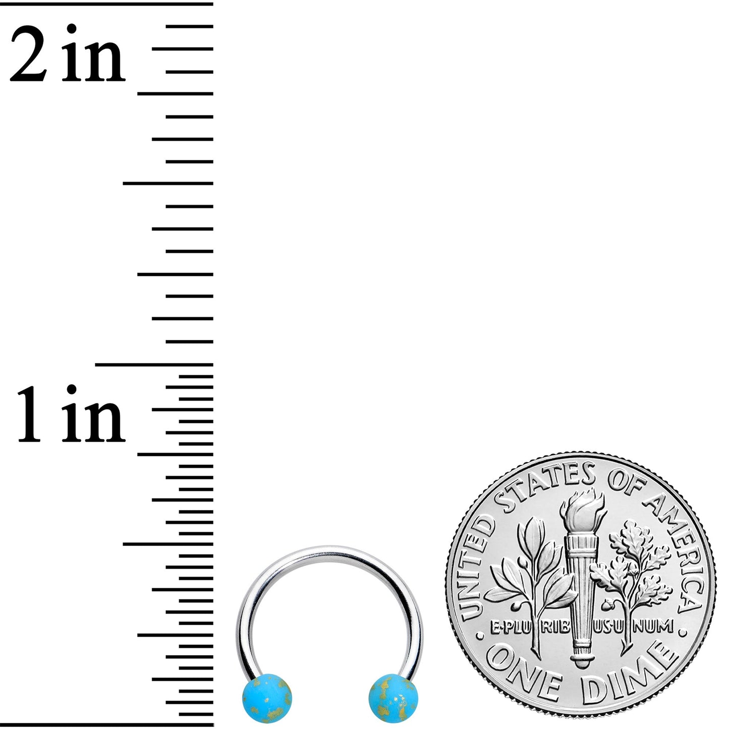 16G 3/8 Matte Blue Splatter Ends Horseshoe Circular Barbell