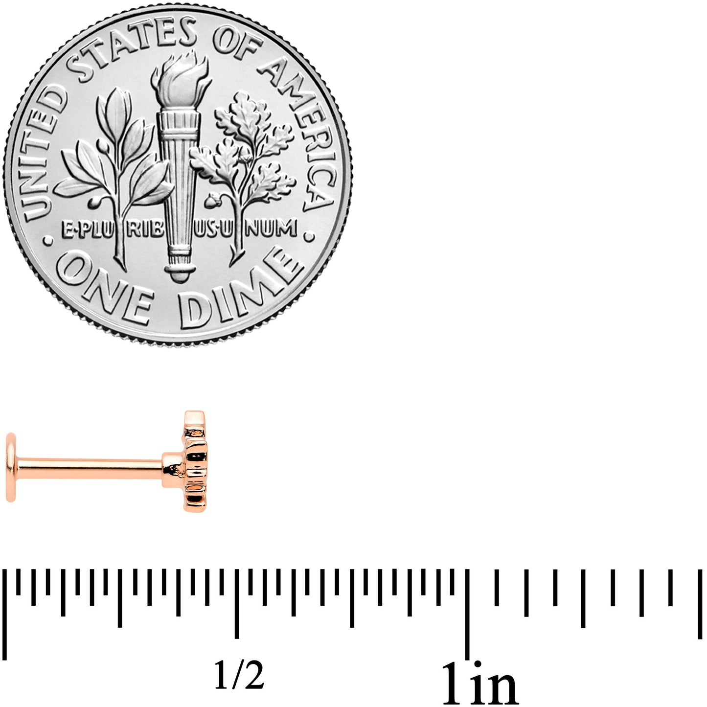 16G 5/16 Rose Gold Tone Fall White Maple Leaf Labret Tragus