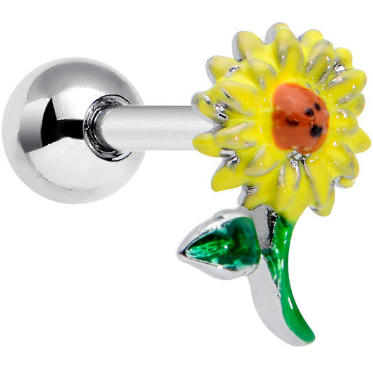 16G 1/4 Sunny Yellow Sunflower Cartilage Tragus Earring
