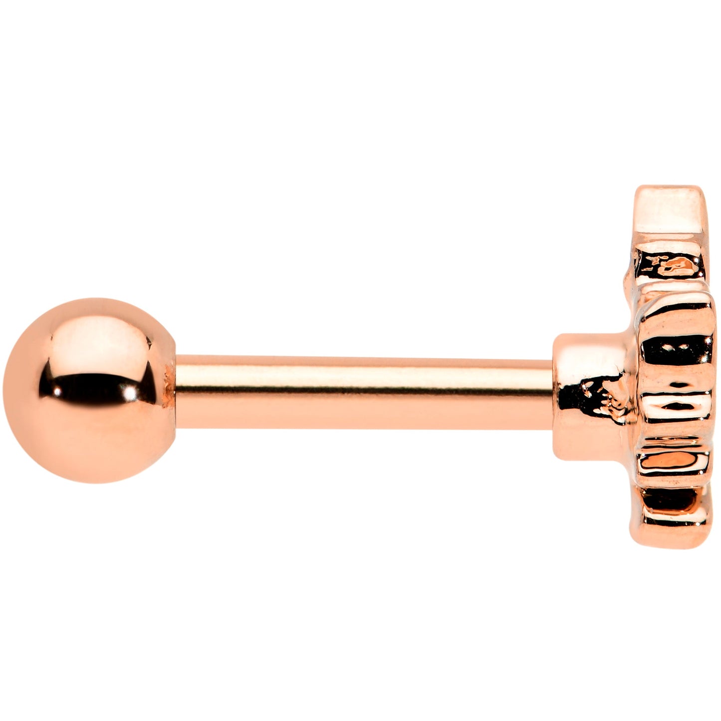 16G 1/4 Rose Gold Tone Fall White Maple Leaf Cartilage Tragus