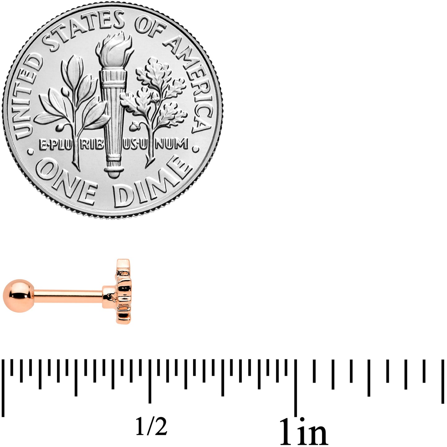 16G 1/4 Rose Gold Tone Fall White Maple Leaf Cartilage Tragus