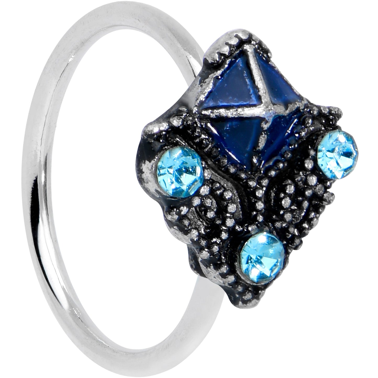 20G 5/16 Blue Gem Rococo Blue Nose Hoop