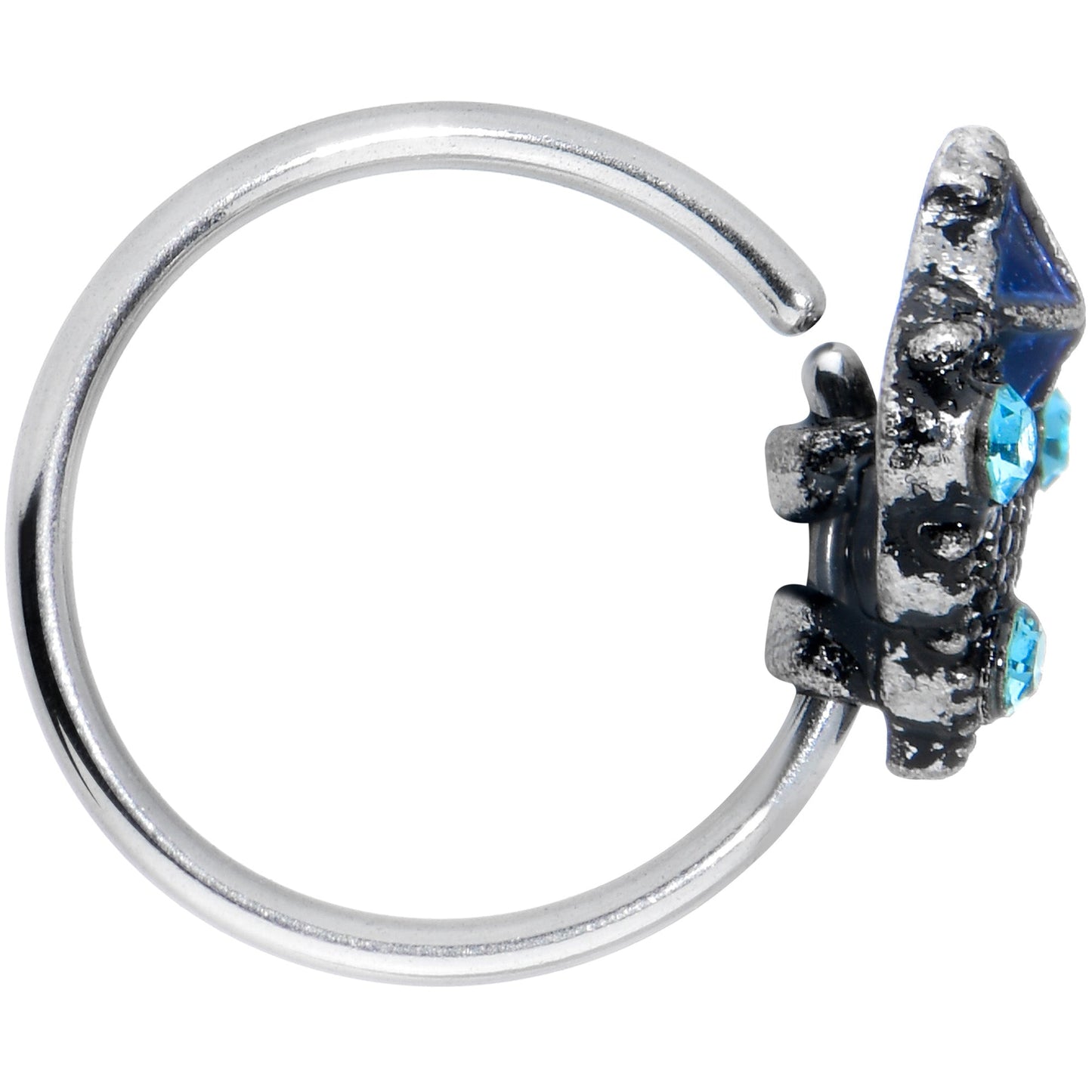 20G 5/16 Blue Gem Rococo Blue Nose Hoop