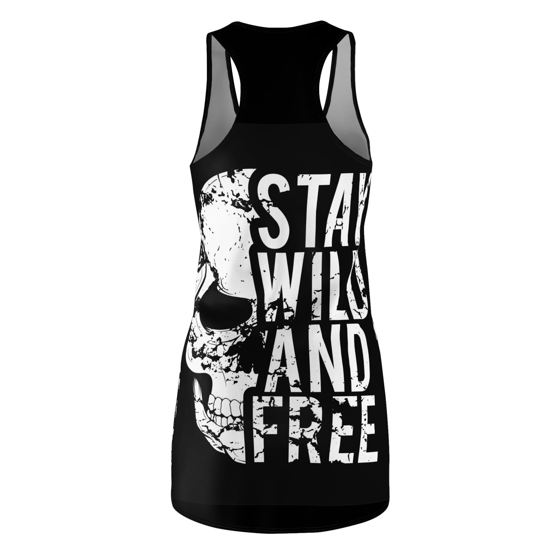 Stay Wild And Free Skull Women's Cut & Sew Racerback Dress (AOP) - Lizard Vigilante