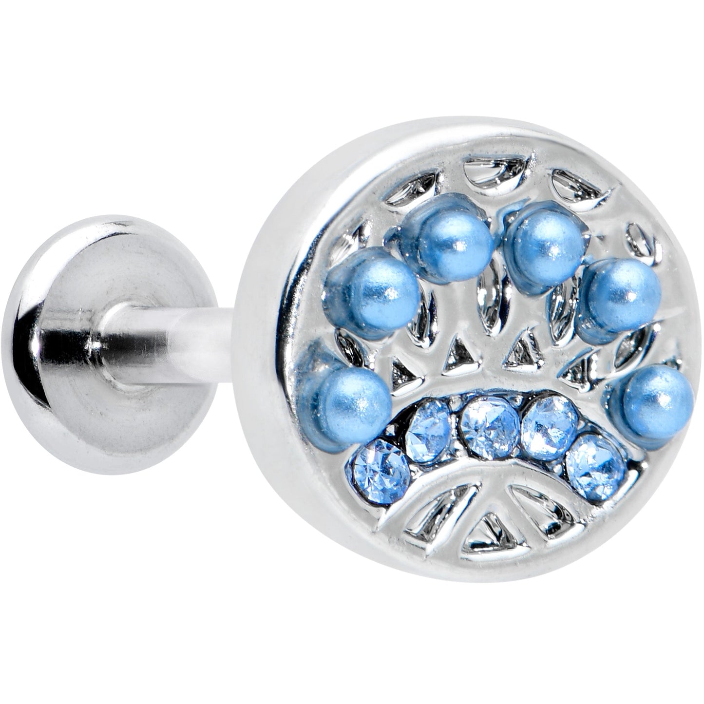 16G 5/16 Blue Gem Geometric Blues Pattern Labret Monroe Tragus