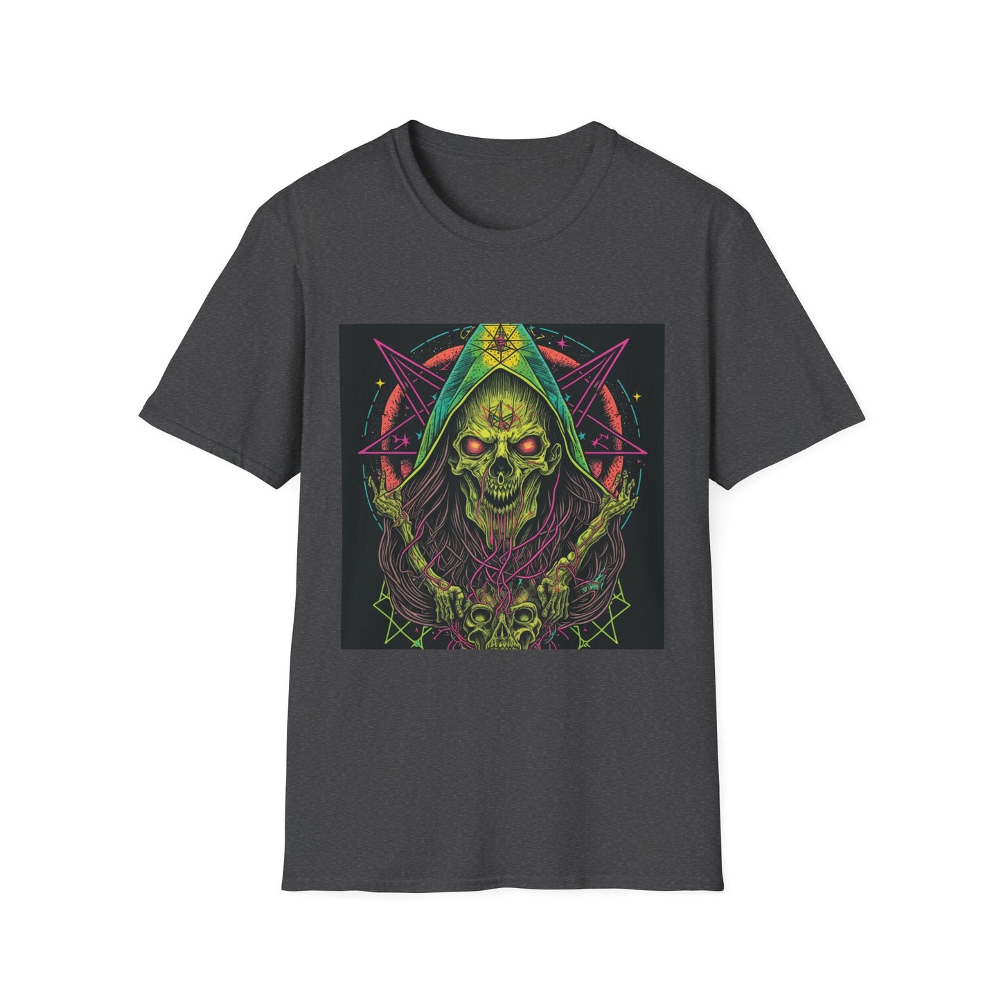 Hooded Skull T-Shirt — Neon Occult Graphic Tee
