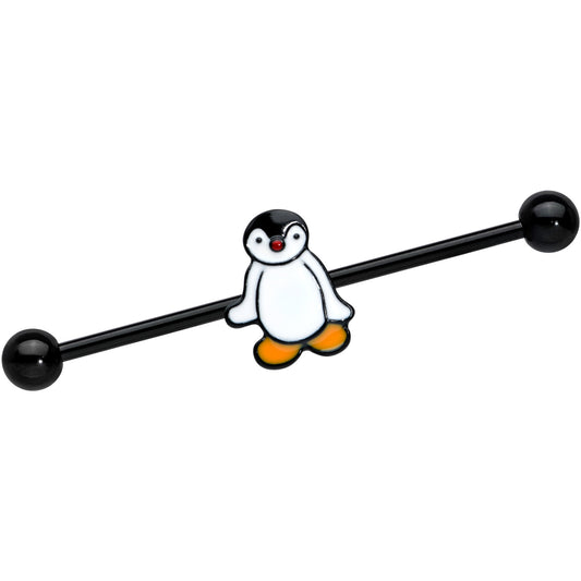 14G Black Baby Penguin Industrial Barbell 38mm