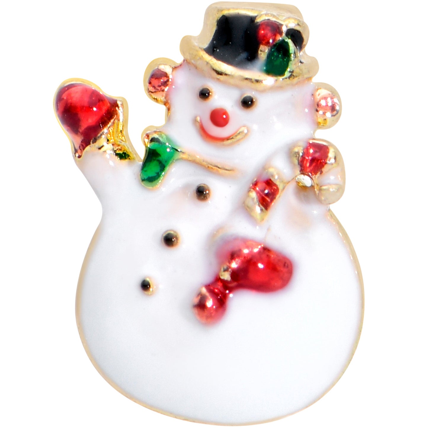 16G 5/16 Gold Tone Waving Snowman Christmas Labret Monroe Tragus