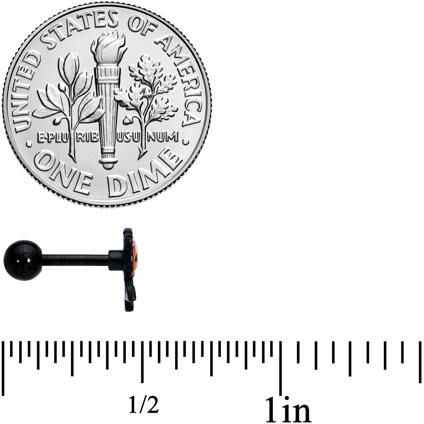 16G 1/4 Black Dancing Skeleton Pumpkin Halloween Cartilage Tragus