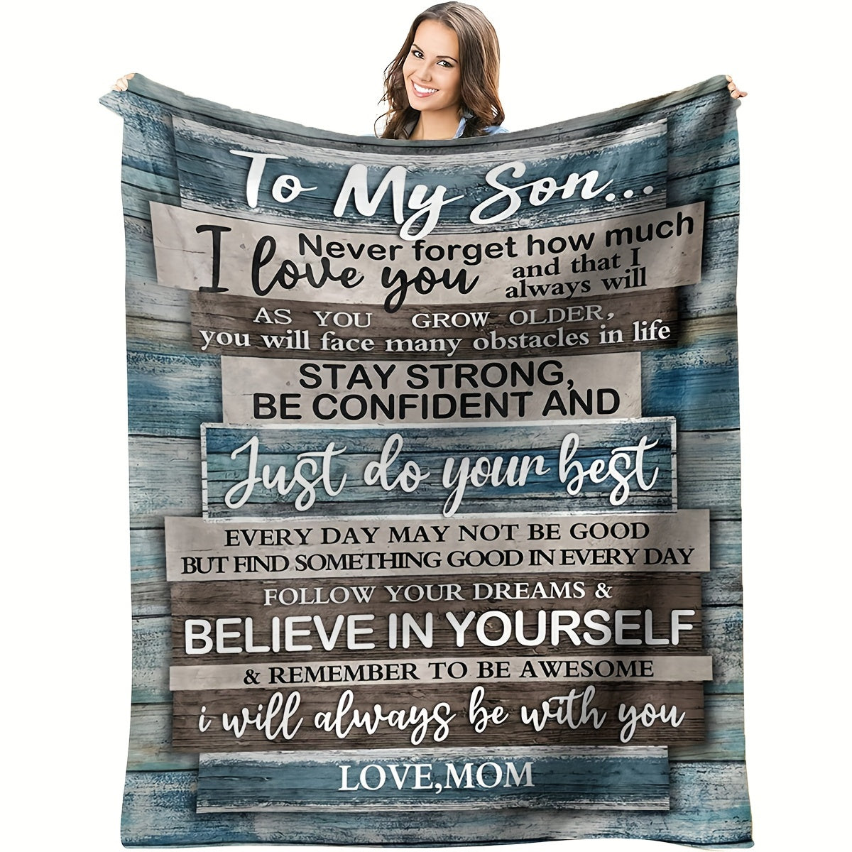 1pc Soft Flannel Blanket, To My Son From Mom Warm Cozy Throw Blanket For Couch Bed Sofa