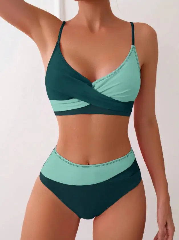 Women's Two-piece Casual Swimsuit P229 Green