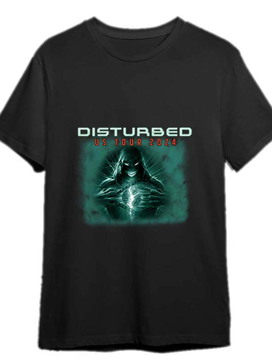 Disturbed US Tour 2024 Men's T-Shirt – Official Band Fan Tee, Black Concert Collection - Premium T-shirt from Lizard Vigilante - Just $24.99! Shop now at Lizard Vigilante