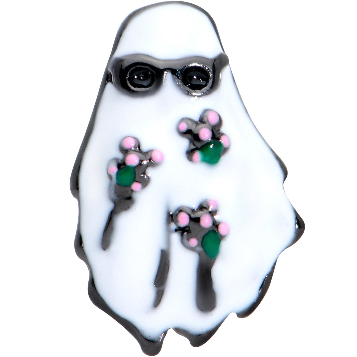 16G 1/4 Black Hipster Ghost Halloween Tragus Cartilage Earring