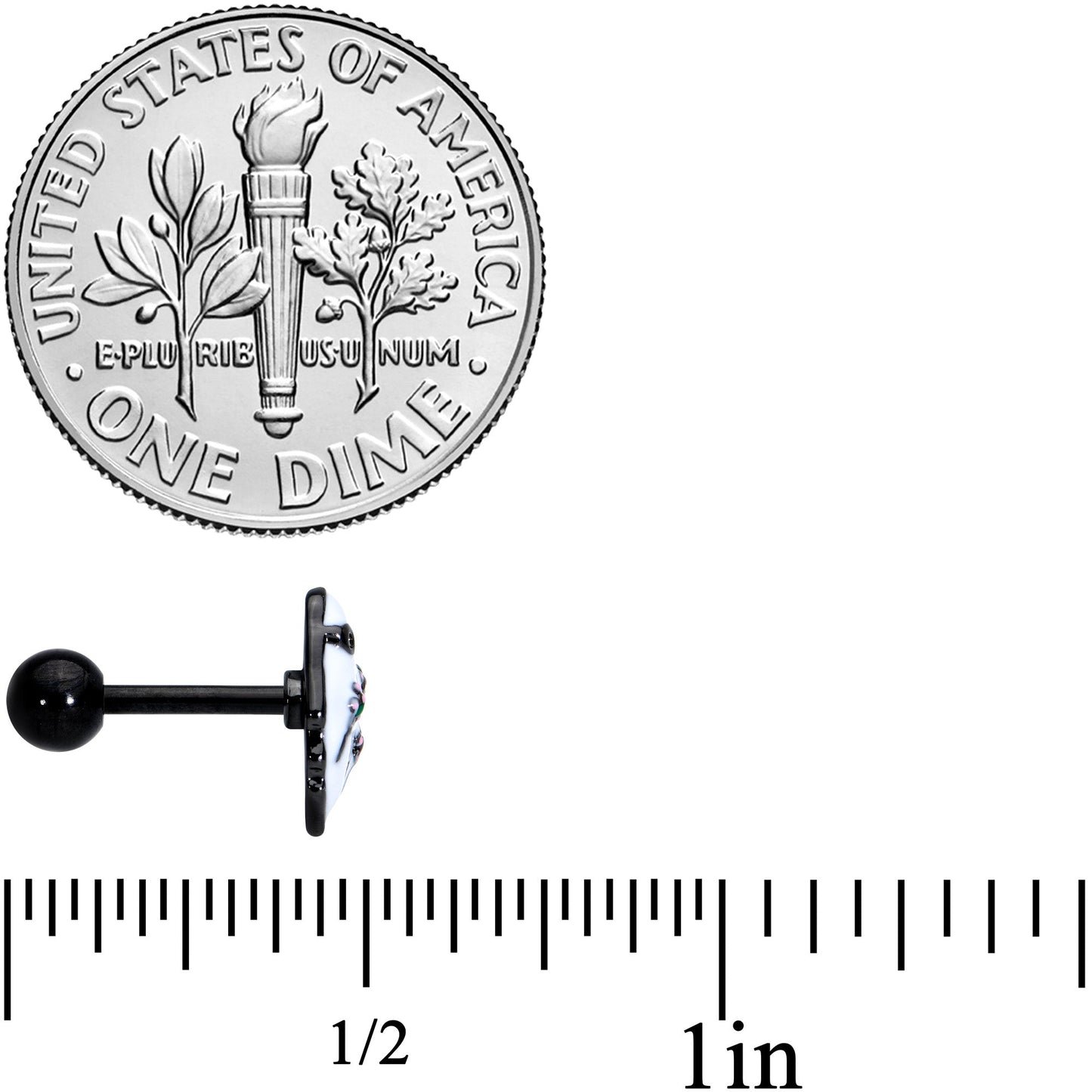 16G 1/4 Black Hipster Ghost Halloween Tragus Cartilage Earring