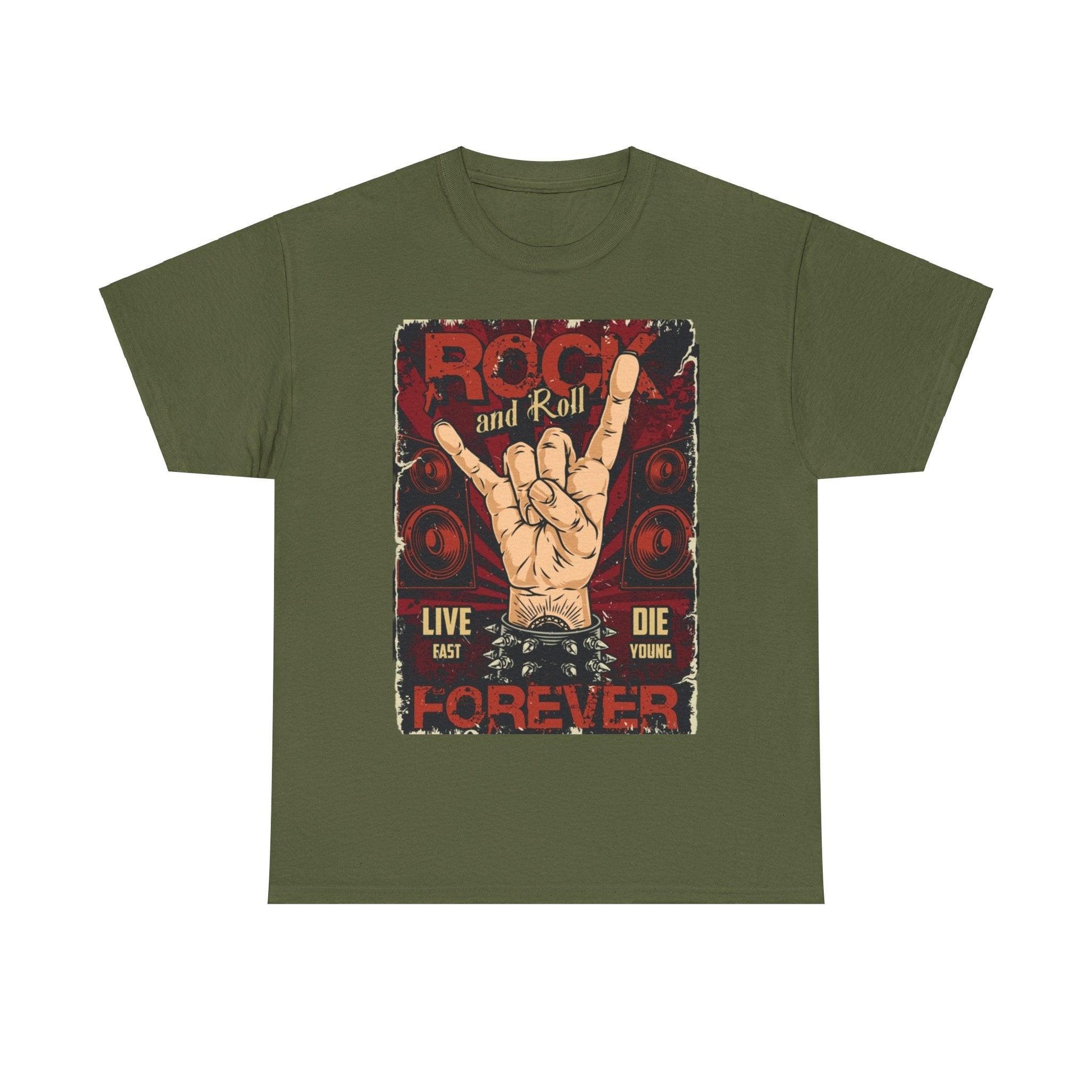 Rock and Roll Forever Hand Sign Unisex Heavy Cotton Tee - Lizard Vigilante