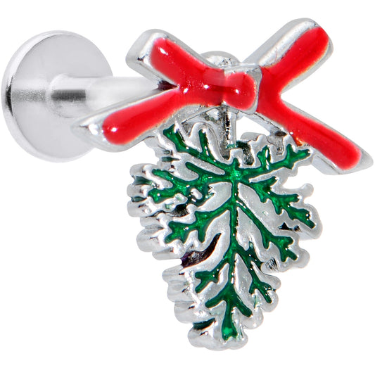 16G 5/16 Red Bow Pine Bough Christmas Labret Monroe Tragus