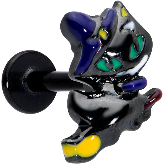 16G 5/16 Black Witch Cat Halloween Labret Monroe Tragus