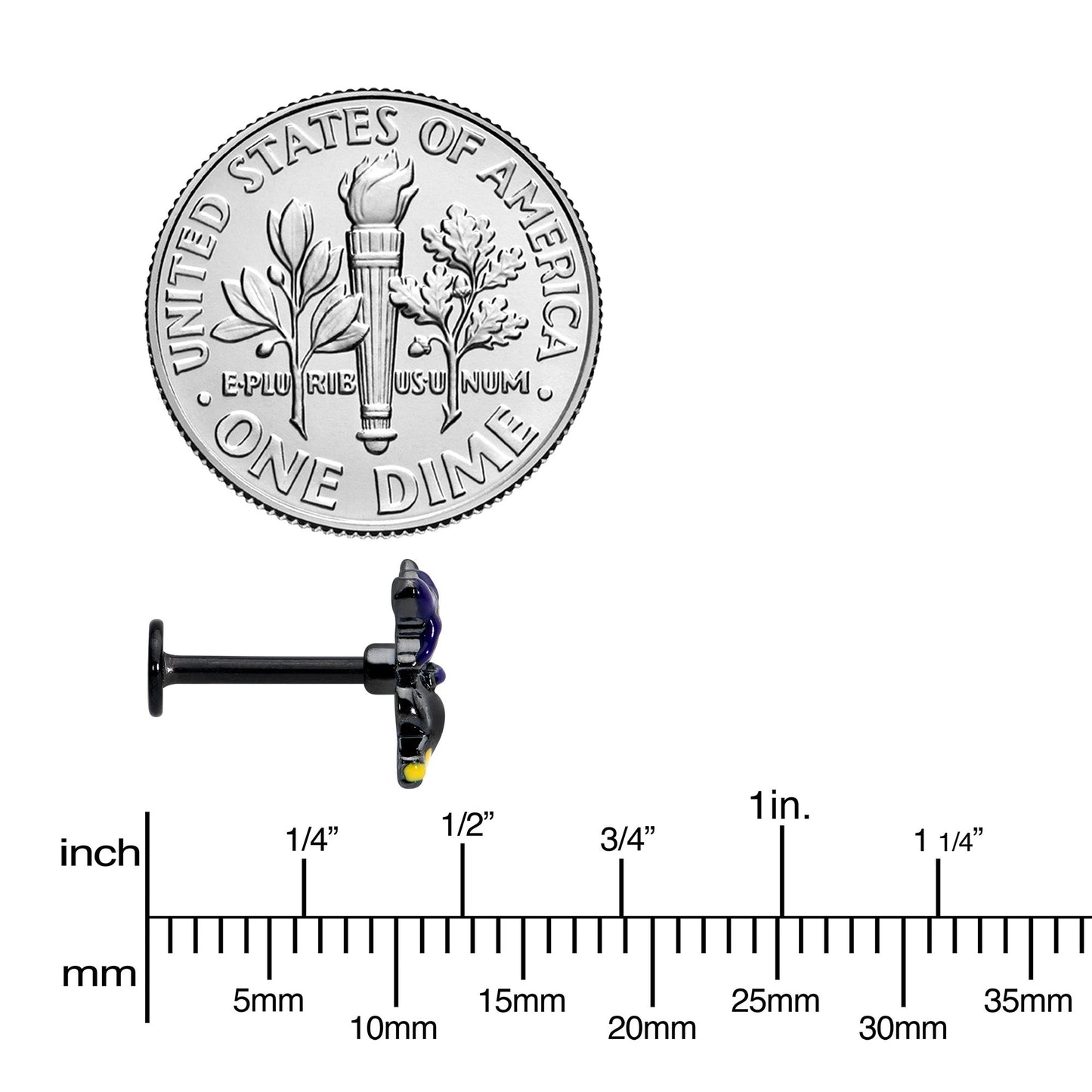 16G 5/16 Black Witch Cat Halloween Labret Monroe Tragus