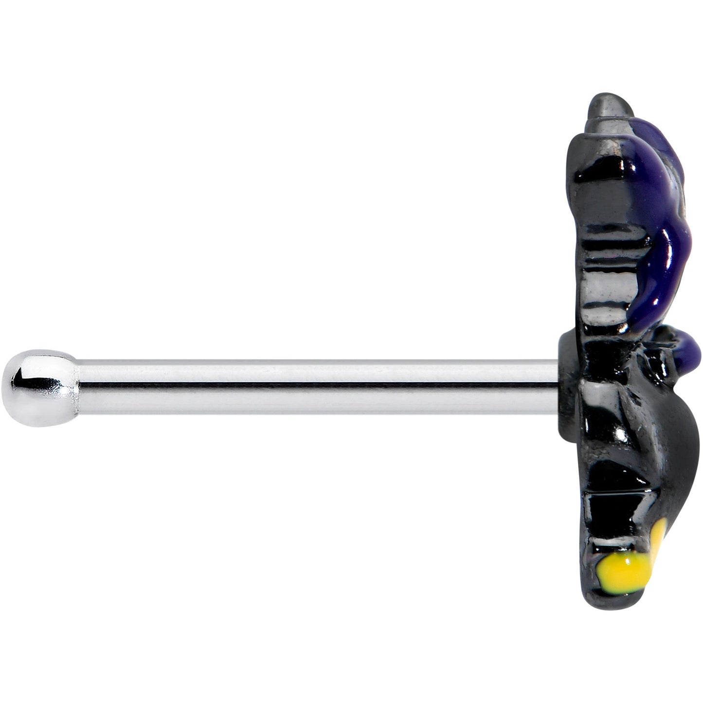 20G 1/4 Witch Flying Cat Halloween Nose Bone