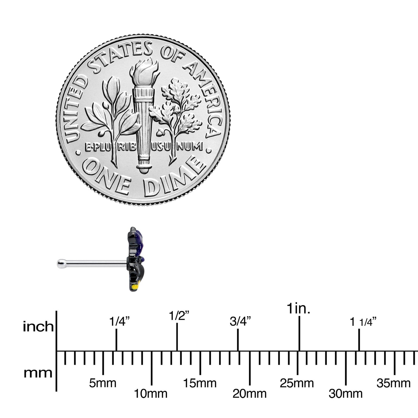 20G 1/4 Witch Flying Cat Halloween Nose Bone