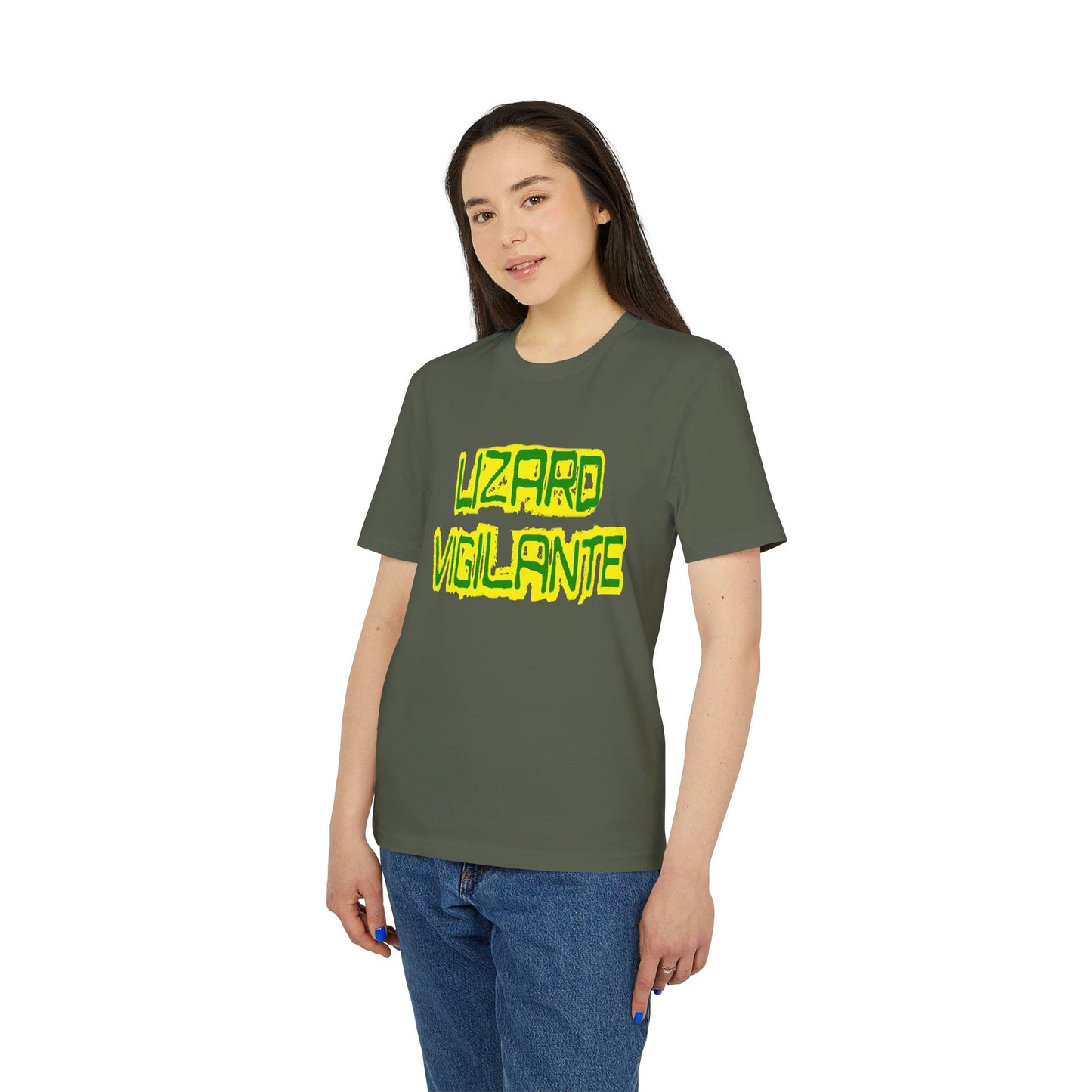 Lizard Vigilante T-Shirt — Retro Neon Graphic Tee for Reptile Fans