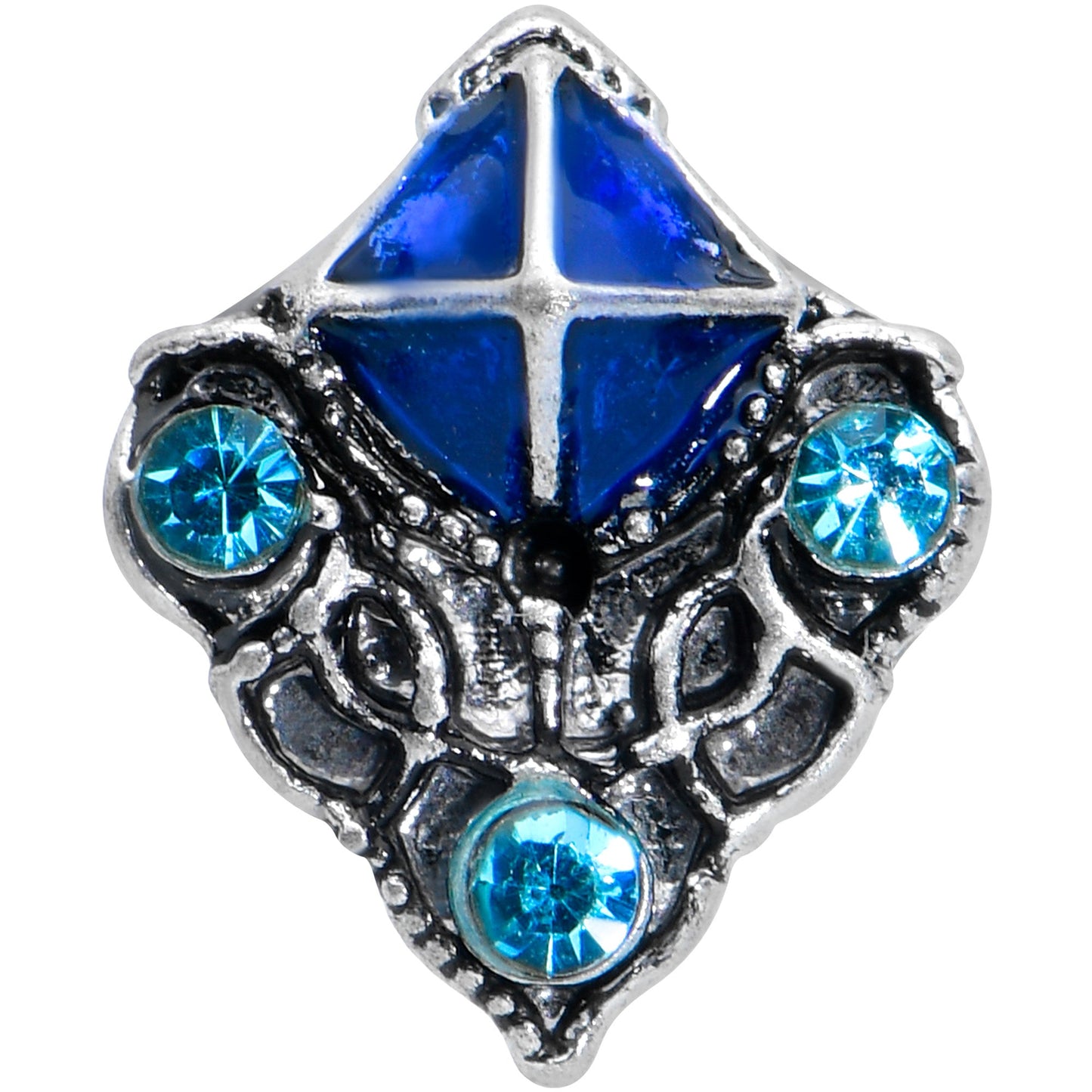 16G 5/16 Blue Gem Rococo Blue Labret Monroe Tragus